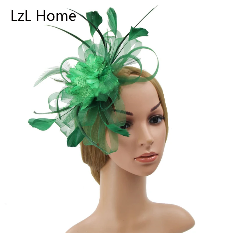 LZL Home headwear hair clip bride feather hair hat bride headwear multiple colors optional linen yarn hair accessories for women