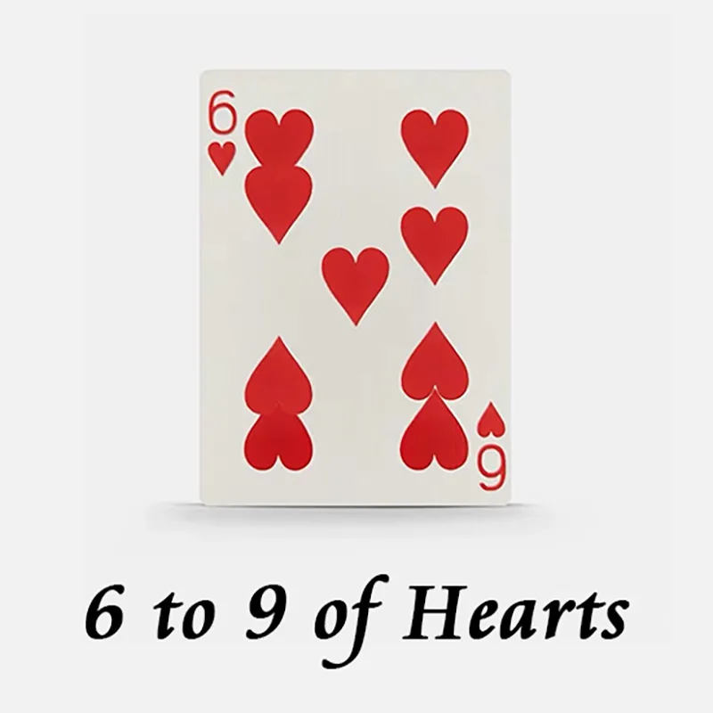 3 to 5 of Hearts/6 to 9 Hearts Playing Cards Poker Magic Tricks Close Up Street Illusion Gimmick Mentalism Puzzle Toy Magia Card