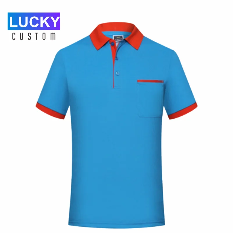 Custom Work Clothes Elastic Mens Polo Custom Printed Embroidery Sleeve For Male Restaurant Clothes