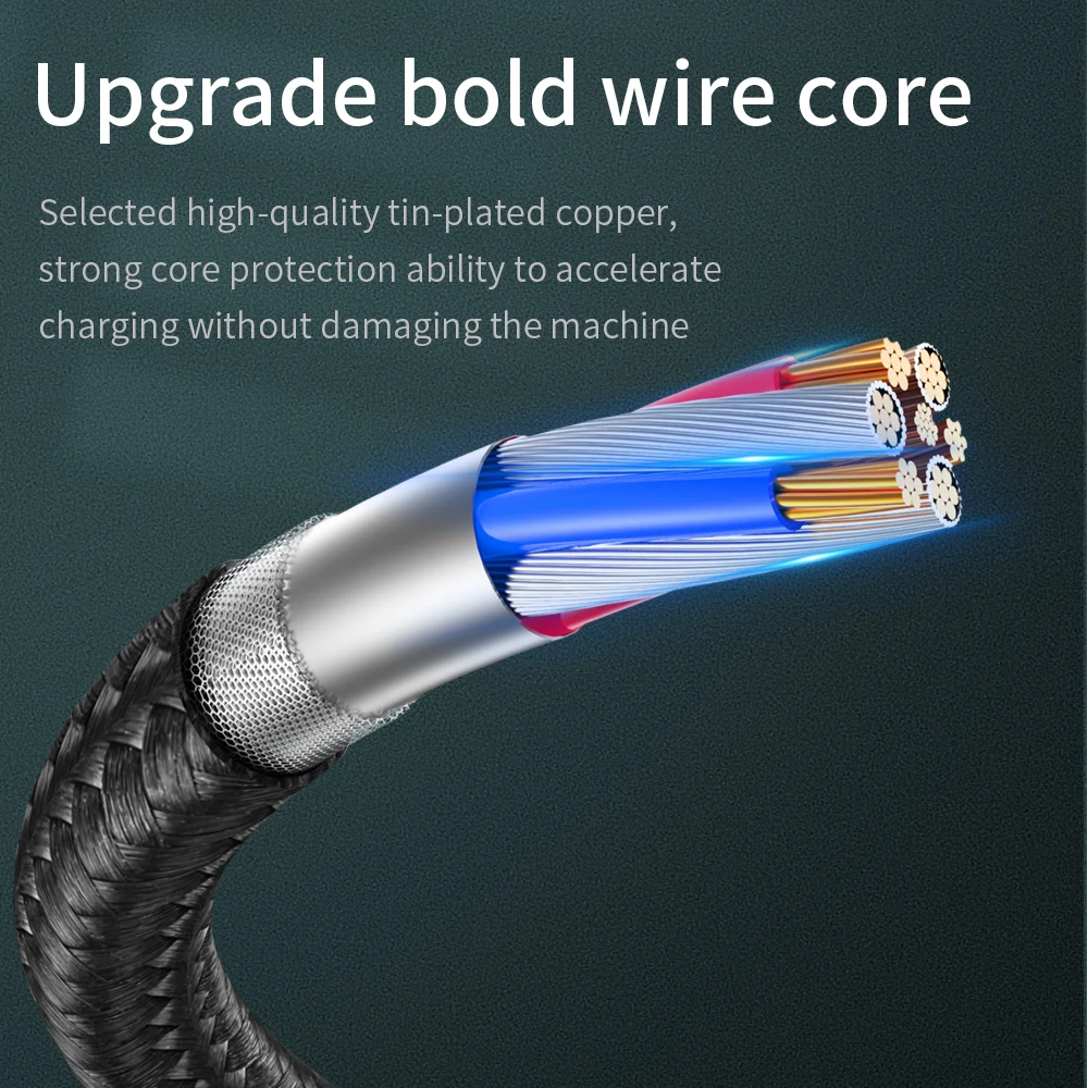 Micro USB Cable Fast Charging Universal 3A Microusb LED Lights For Xiaomi Huawei Samsung Android USB Phone Charger V8 Data Cable