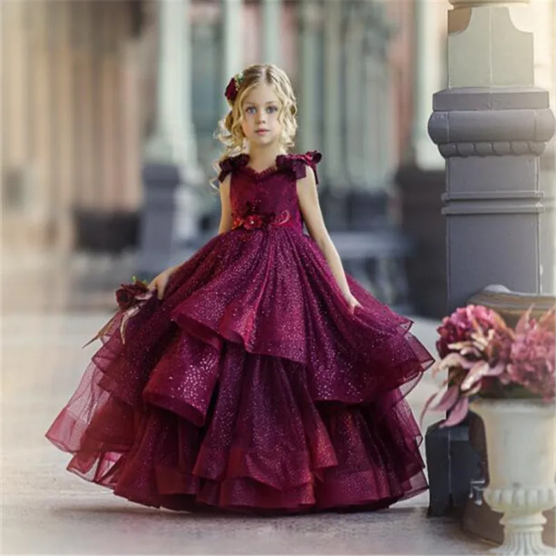 Vestidos de flores encantadoras a la moda para niñas, apliques de encaje, ropa Formal para niños, vestidos de Desfile De Cumpleaños sin espalda hechos a medida