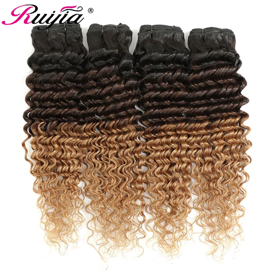 Deep Wave Bundles Mongolian Hair 3 4 Bundles Ombre Deep Curly Bundles T1B 4 27 Honey Blonde Human Hair Weave Curly Hair Weaving