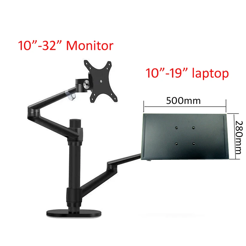 

OL-5L aluminum silver Ergonomics 10"-19" desk laptop stand 4-13 inch tablet phone desktop bracket mount full motion column bar