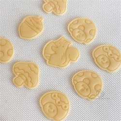 Cute Animal Fondant Cake Mold Biscuit Mushroom Squirrel Rabbit Kitten Puppy Bear Pattern Cookie Cutter Stamp Sugarcraft Baking