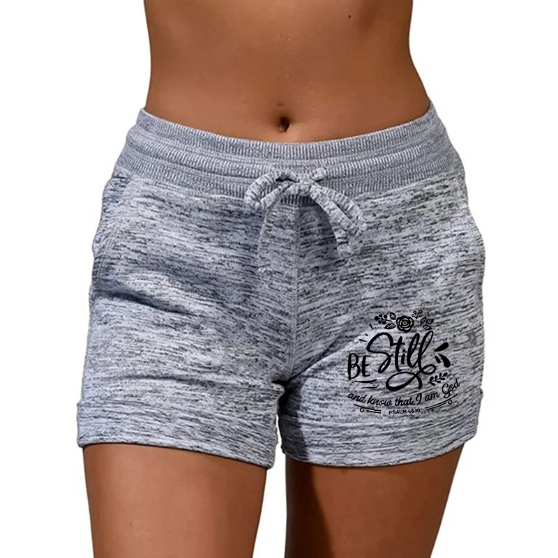 Short de sport surdimensionné pour femme avec poches Wstring, impression de lettres, séchage rapide, taille haute, pantalon de survêtement grande taille, été