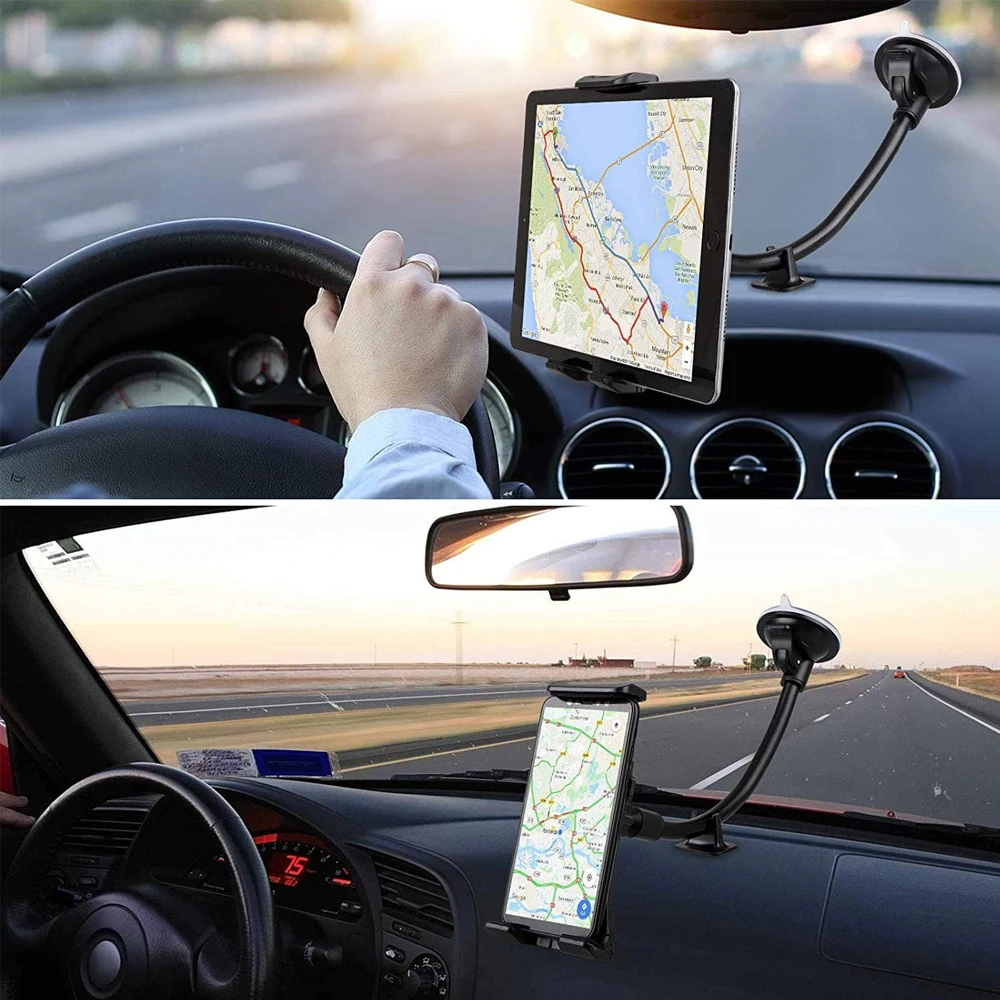 Car Tablet Holder Long Arm Suction Cup Mount for iPad Pro Air 4-13\'\' Xiaomi Tablet SUV Truck Vehicle Lift Uber Windshield Window