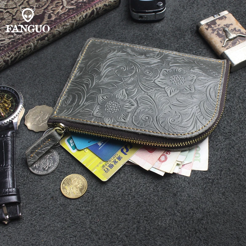 Small Coin Purse Handmade Genuine Leather Card Holder Pouch Portable Women's Wallet Organizer Card Slot For Men Short Wallets