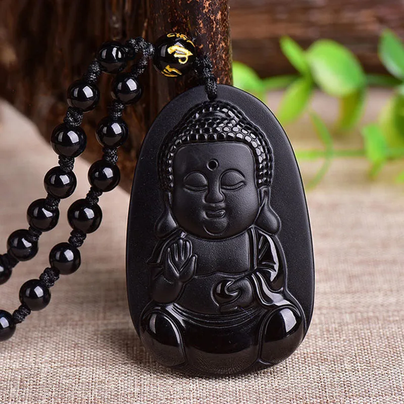 

Jade Necklace Pendant Natural Obsidian Stone Necklace Pendant Women's Jewelry Fine Jewelry Obsidian Necklace Pendant