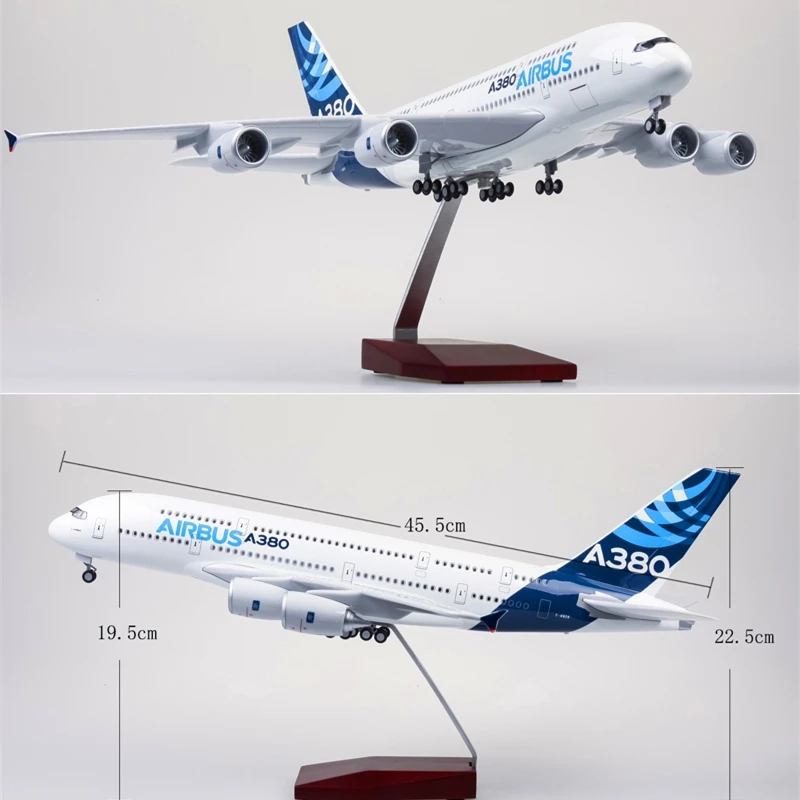 Model Pesawat Statis Besar, Boeing B777 Airbus A380 A319 dengan Roda, Panjang 47 Cm, Aksesori Pesawat, Av