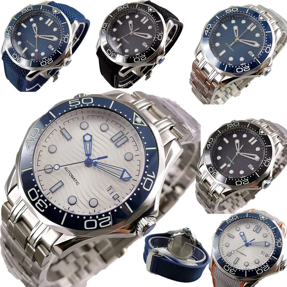 41mm Sterile sapphire glass see through back ceramic bezel NH35 Automatic Movement Mens Watch