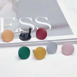 Round Alloy Stud Earring Finding Components Eardrop Simple Style DIY Jewelry Accessories Handmade Materials 8pcs