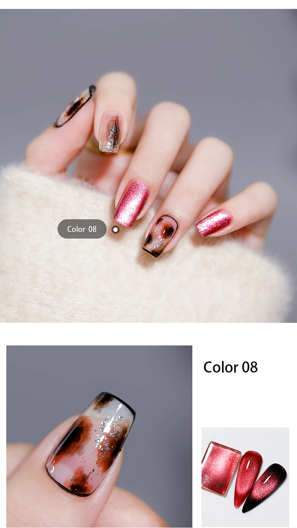 Vendeeni Neuer Bunter Kristall-Katzenaugen-Gel-Nagellack 9D Aurora Katzenaugen-Gel-Lack Magnetischer Hybrid UV Soak-Off Gel-Lack – Detail 12