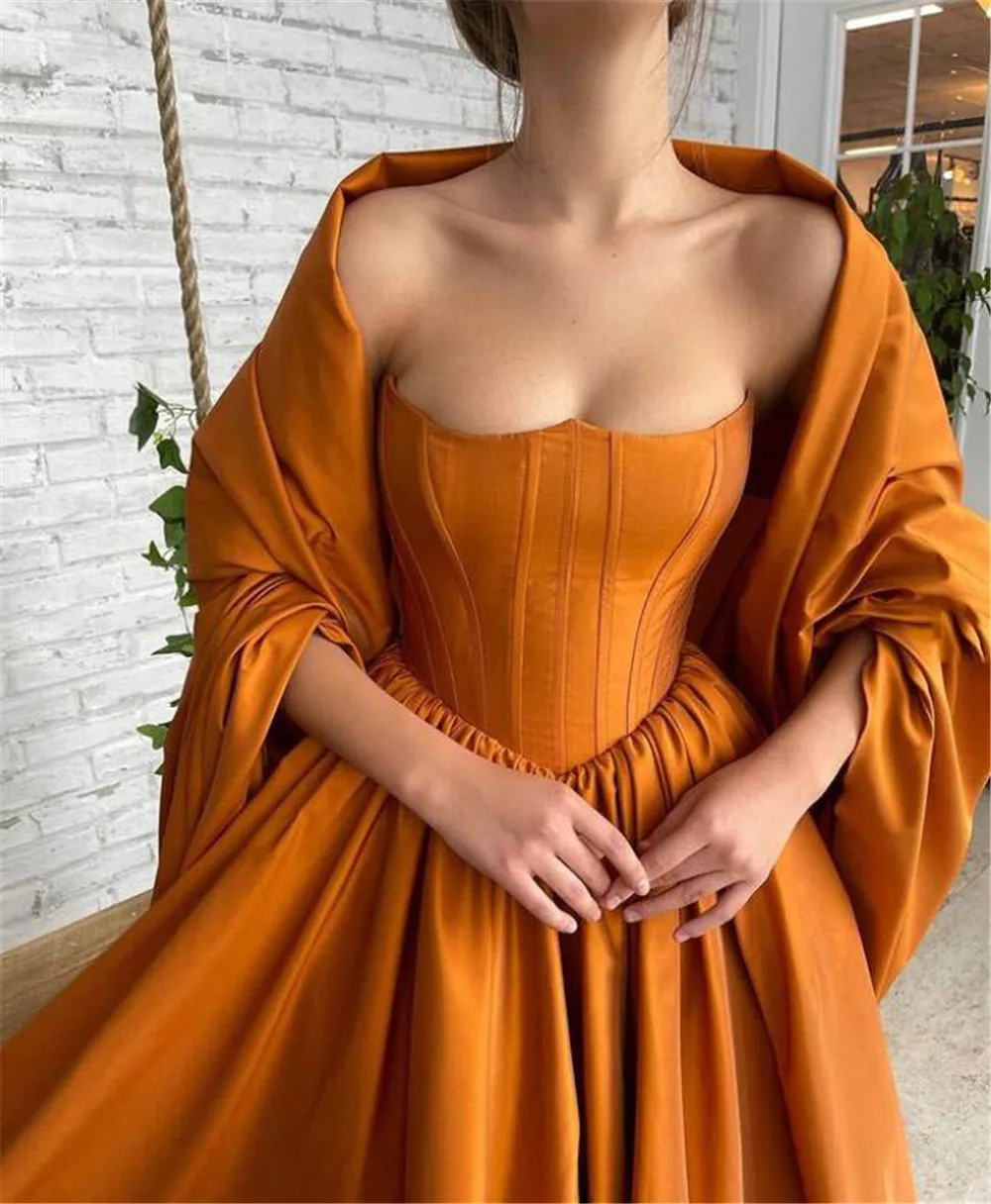 Sevintage Burnt Orange Long Prom Dresses With Wrap Corset Lace Up Satin Evening Gowns For Women Formal Party Dress Plus Size