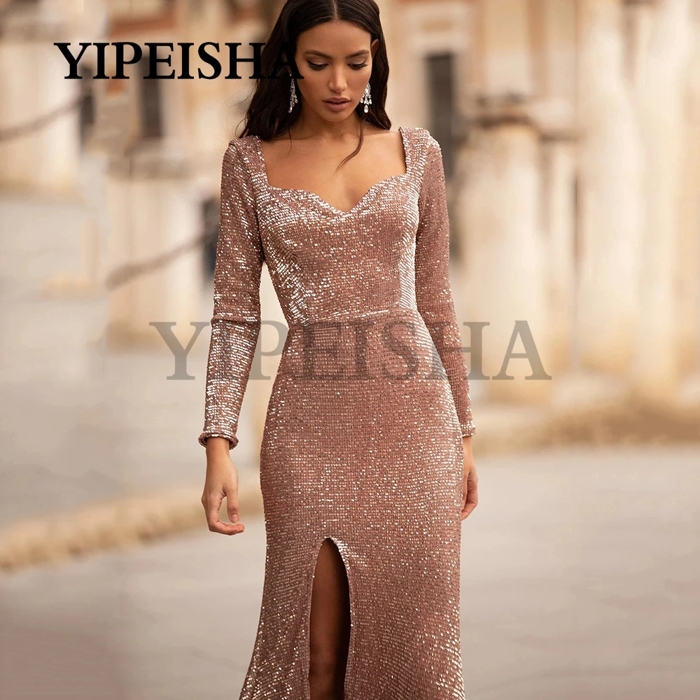 เซ็กซี่ Deep V-Neck สายสปาเก็ตตี้ชุดราตรี Backless High Side Slit ง่ายปาร์ตี้ชุดราตรี Vestidos De Fiesta Платье