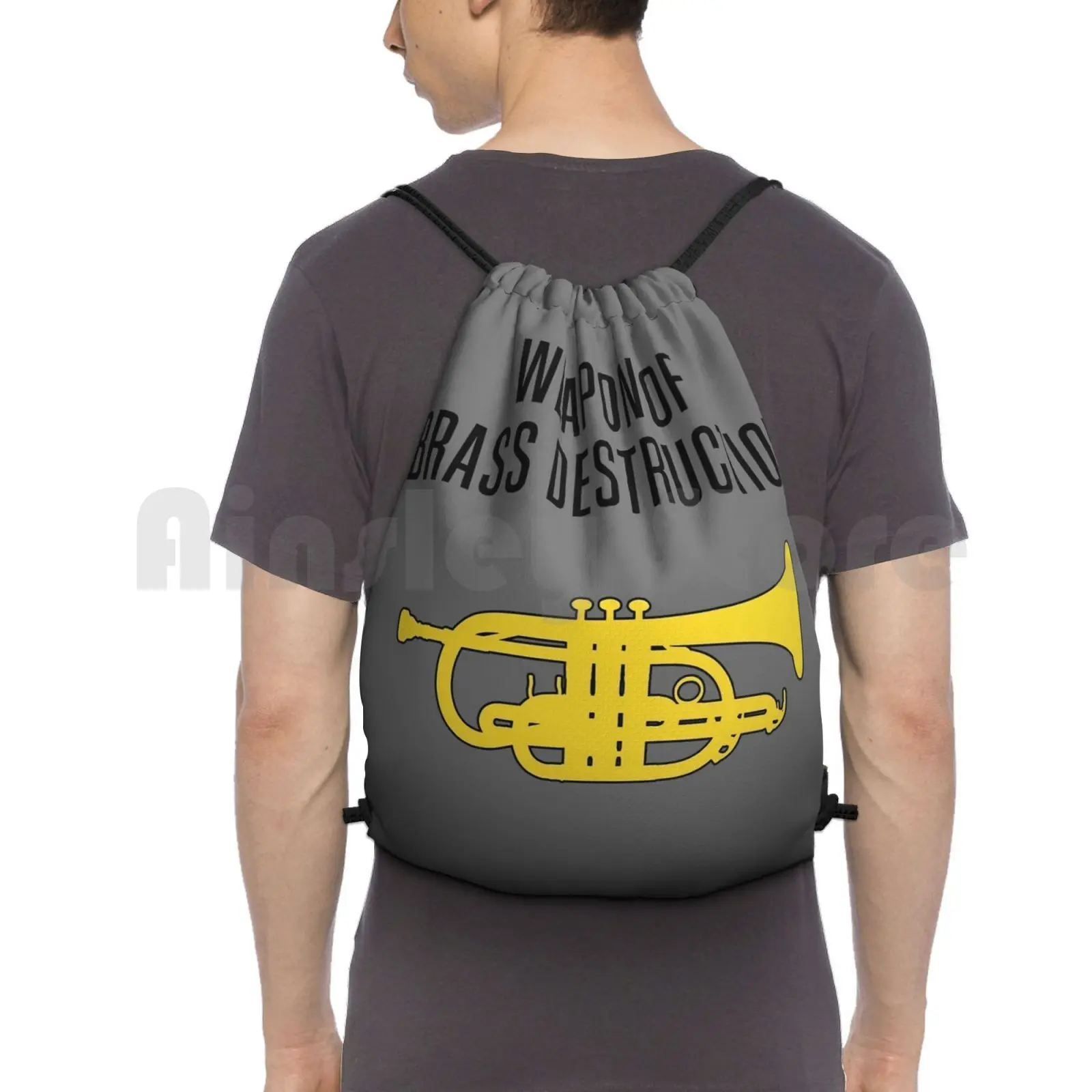 Cornet-Weapon Of Brass Destruction-Funny Trumpet Gift / Funny Cornet Gift Backpack Drawstring Bag Riding Climbing Gym Bag