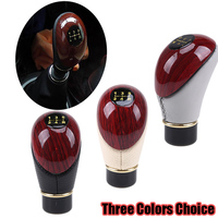 Universal Audew Wooden PU Leather Universal Car Truck 5 Speed Lever Manual Gear Stick Knob Shift Gloss