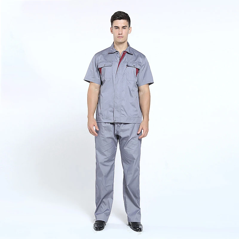 Wear Resistant Workwear Jacket+pants Short Sleeves Clothes Set Uniforms Auto Repair Factory Workshop Mechanical Summer Coveralls