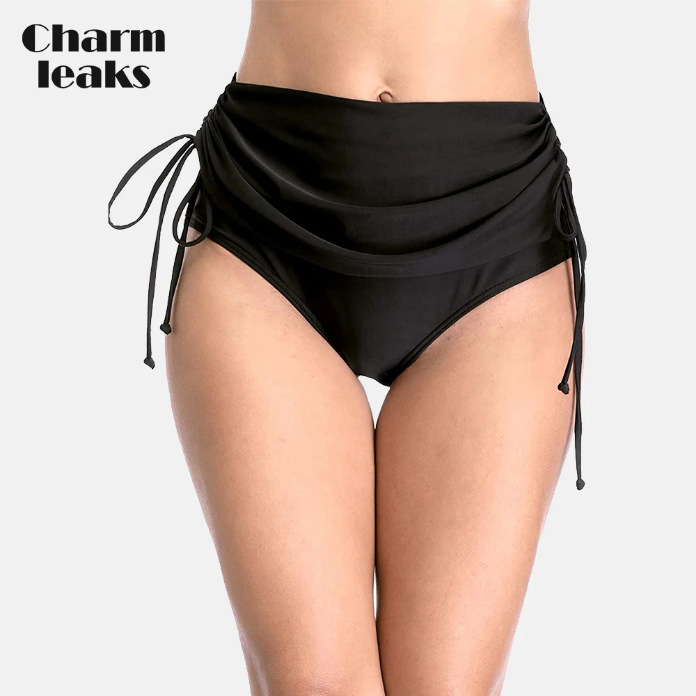 

Charmleaks Women's Strappy Swim Bottoms High Rise Bikini Bottoms Solid Swimsuit Tankini Bottoms