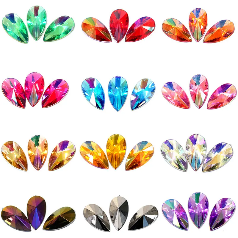 Teardrop Acrylic Non Hot Fix Rhinestones Flatback Pointed Droplet Acrylic стразы Nail Art Rhinestone Nail Art Decorations F0164