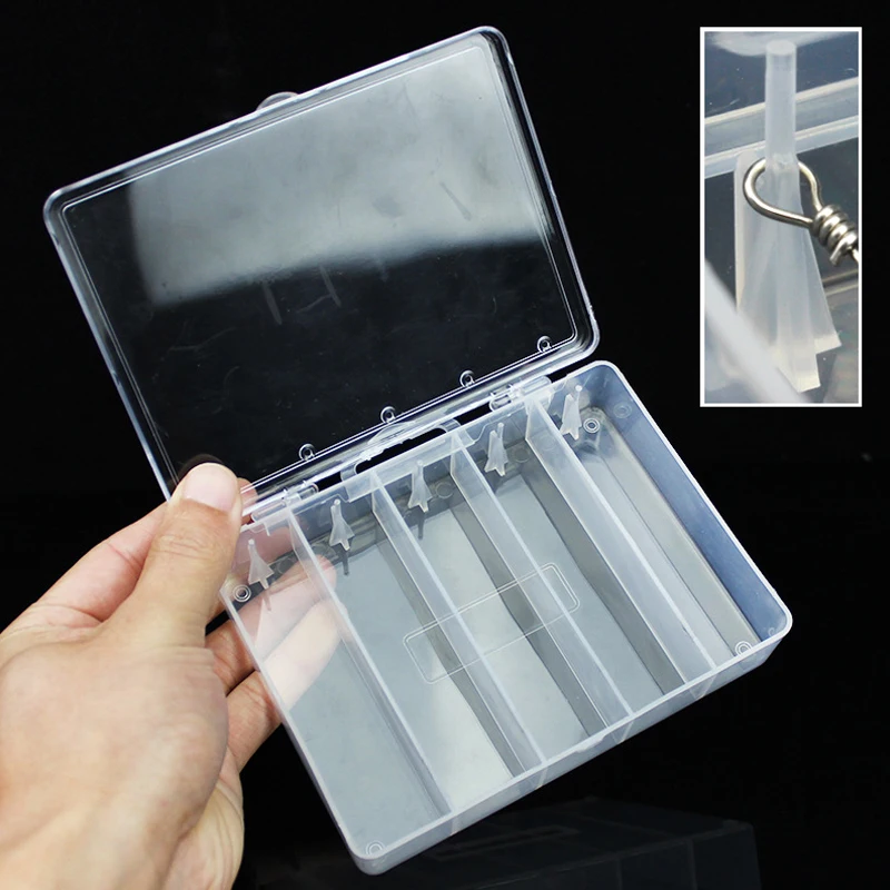 1pc 5 Compartments Fishing Tackle Box Hanging Bait Type Plastic Fishing Lure Box Practical Waterproof Case EGI / Bass 2 sizes