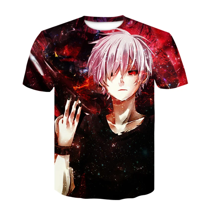 Strange things Tokyo Ghoul men 3D graphic t shirts Anime Ken Kaneki print T shirts Cartoon loose Cotton tshirts Hipster tops