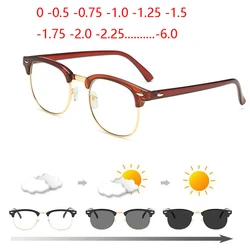1.56 Aspheric Green Film Sun Photochromic Prescription Eyeglasses Anti Blue light Nearsighted Glasses Diopter  -0.5 -1 To -6.0