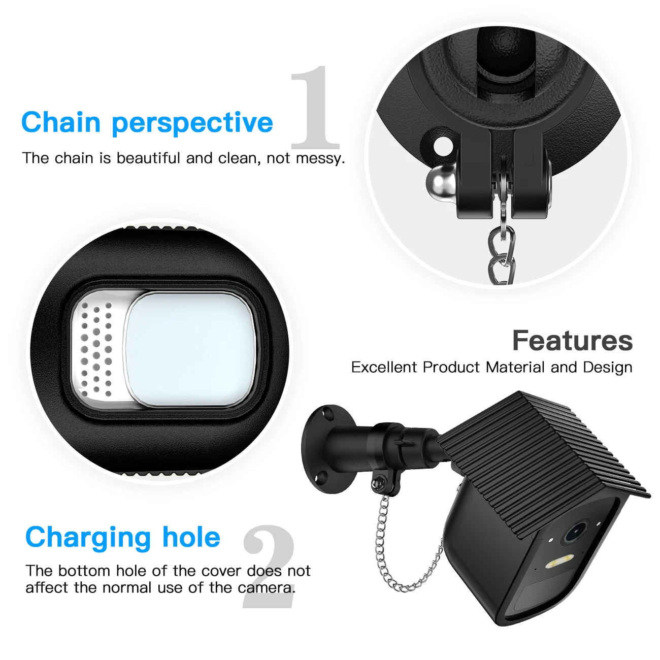 Anti-theft Wall Mount Holder for Eufy 2C Camera with Waterproof Protective Cover Case and Anti-theft Chain