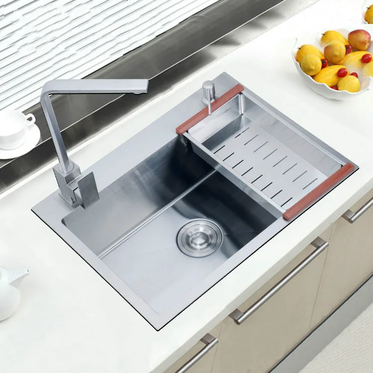 wholesale 304 stainless steel sink single groove kitchen xiancai basins around double tap hole hand suits