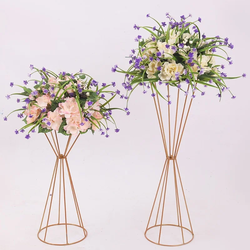 50CM Flower Vases Gold/ White Flower Stands Metal Road Lead Wedding Centerpiece Flowers Rack For Event Party Decoration