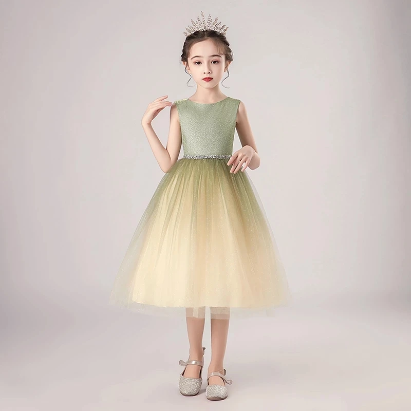 Flower Girl Dresses for Weddings O Neck Sleeveless Kids Party Communion Gowns Sequined Princess Dress