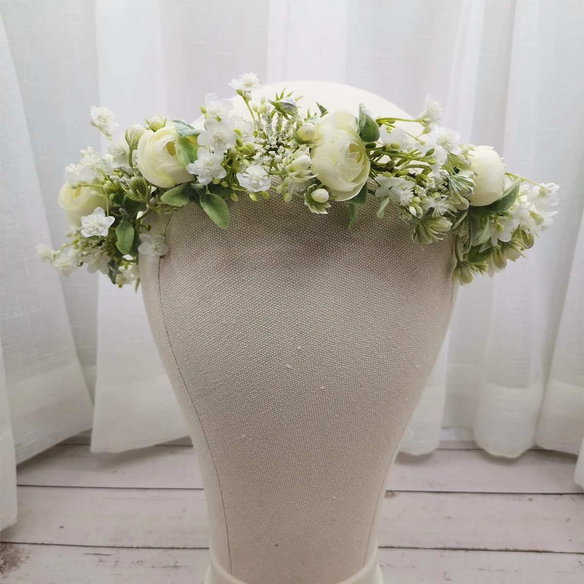 

Gypsophila Camellia Цветочная Свадебная Корона повязка на голову женские аксессуары для волос головной убор для девочек Цветочная Гирлянда Свадебный Цветочный головной убор