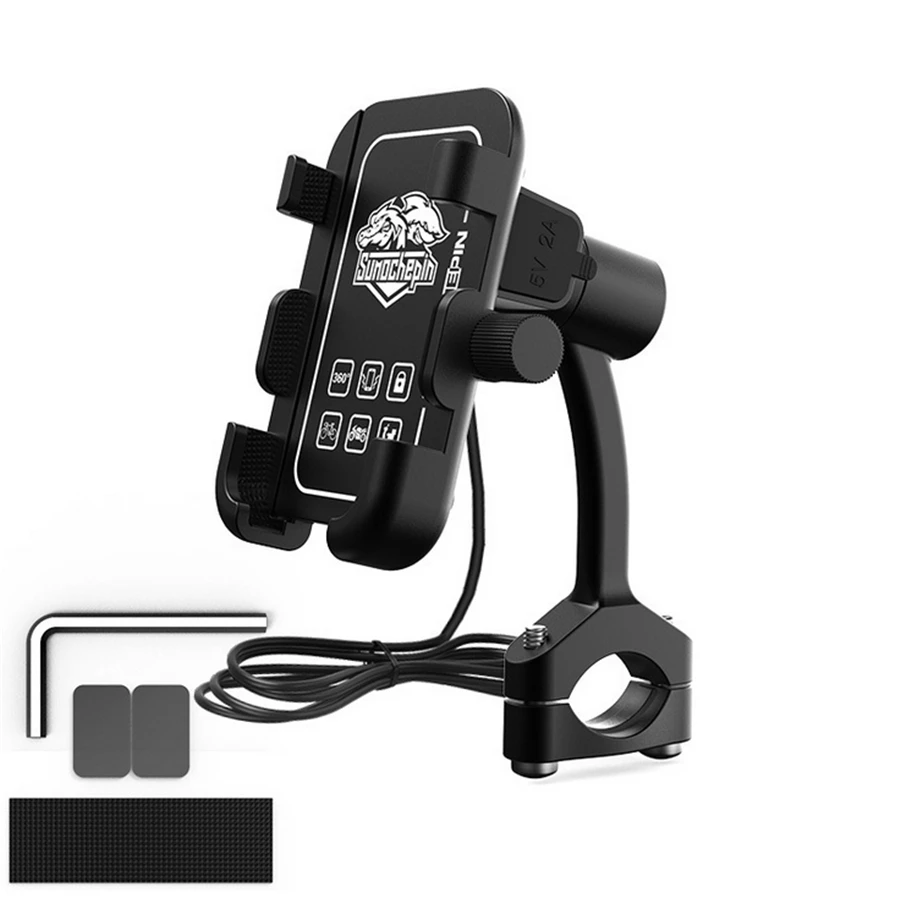 12V 18W Quick Charger CNC Aluminum Alloy Motorcycle Smart Phone Mount Holder with USB Charger for iPhone Xiaomi Samsung