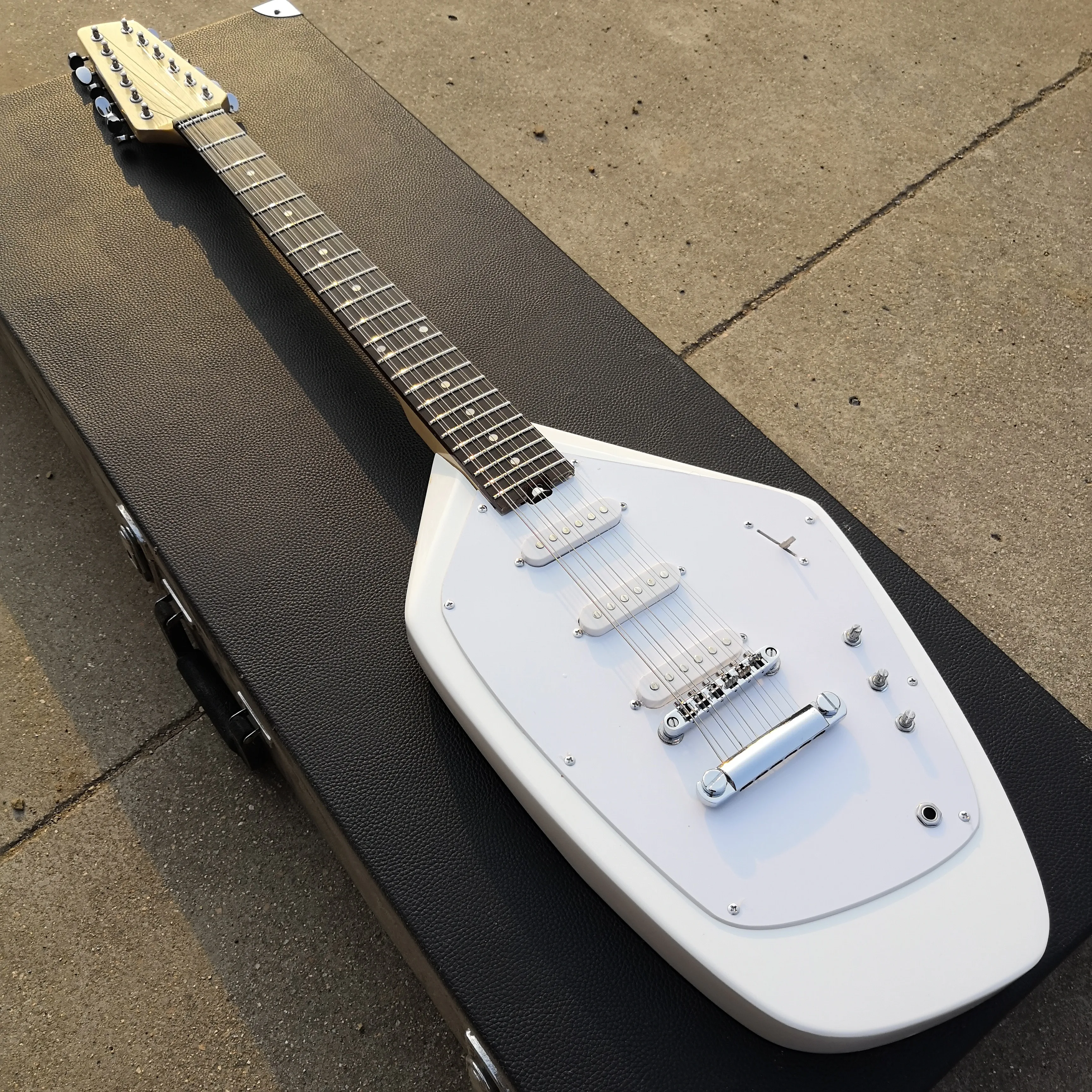 

12 string irregular guitar, gemstone white color electric guitar free shipping