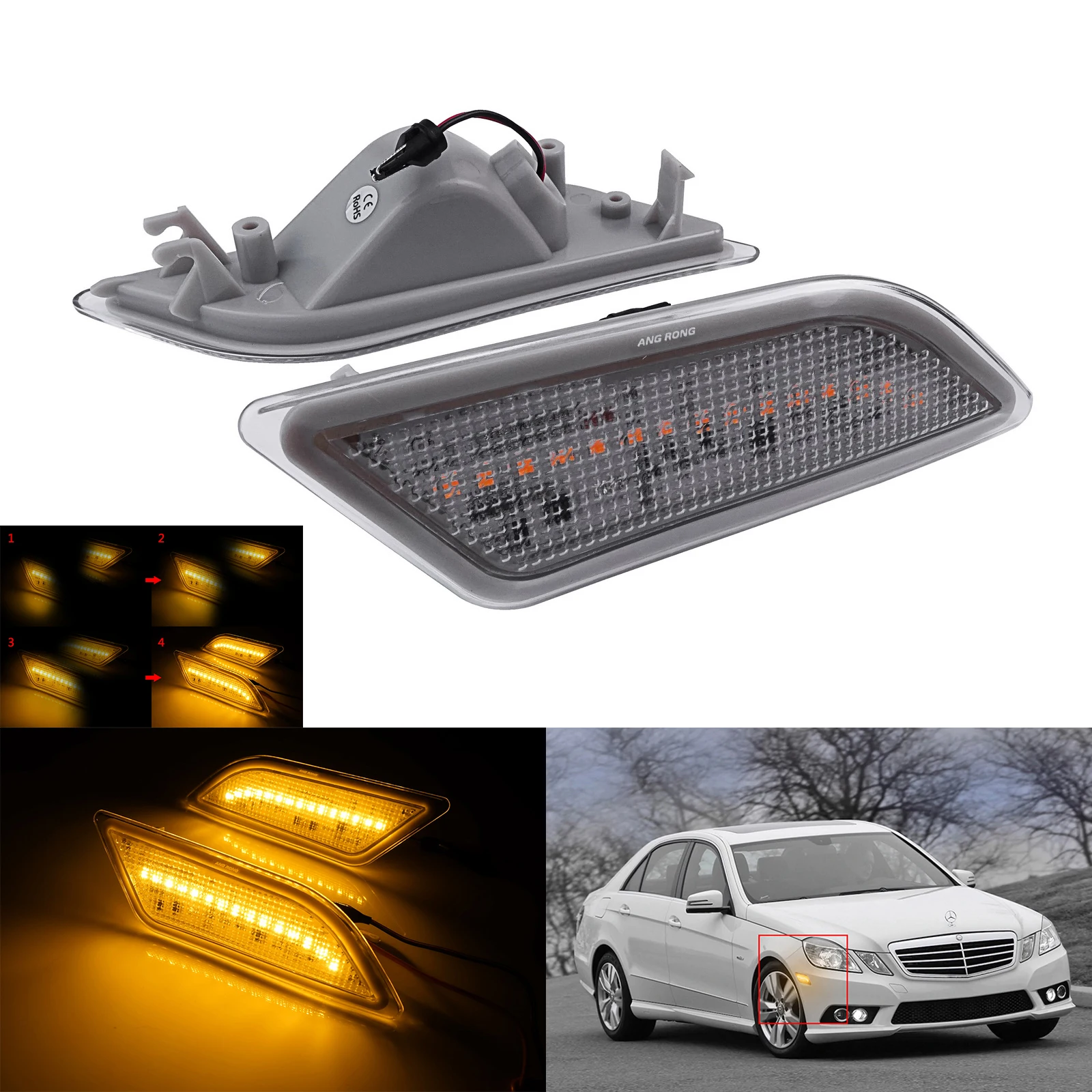 

2x Front LED Side Marker Signal Light Fit Mercedes Benz E Class W212 E350 E400 E550 E63