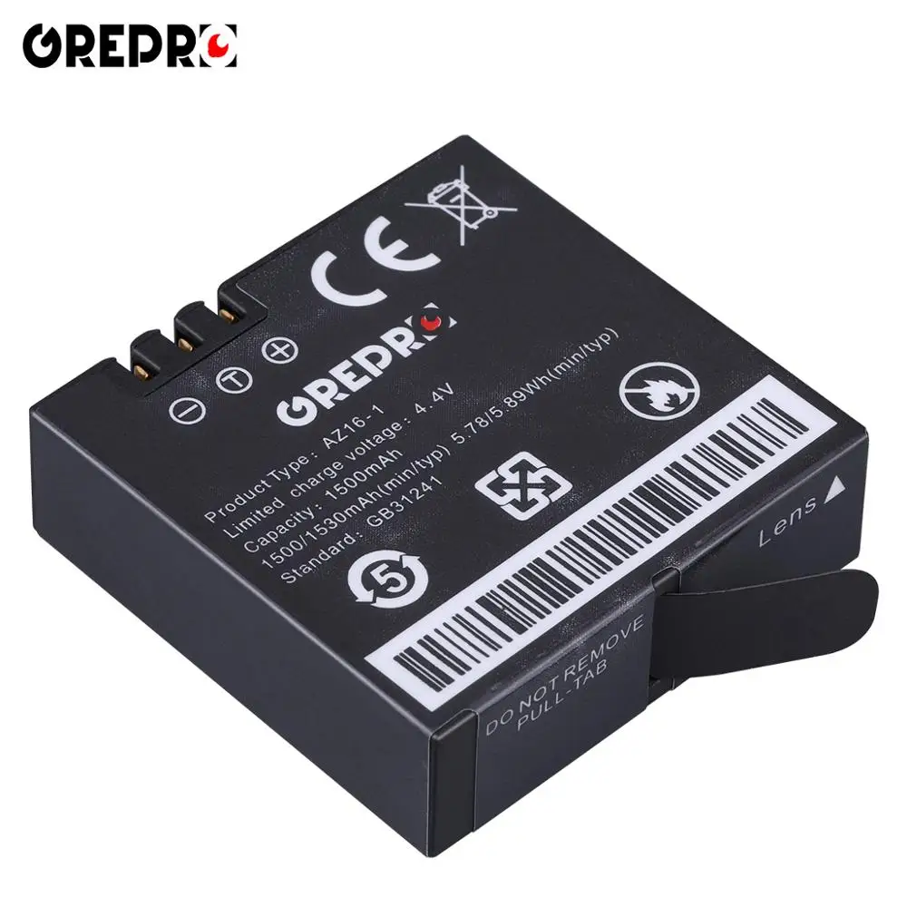 1500mAh Battery AZ16-1 AZ16-2 + LCD Dual USB Charger for Xiaomi YI 4K 4K+ Yi Lite YI 360 VR Action Cameras