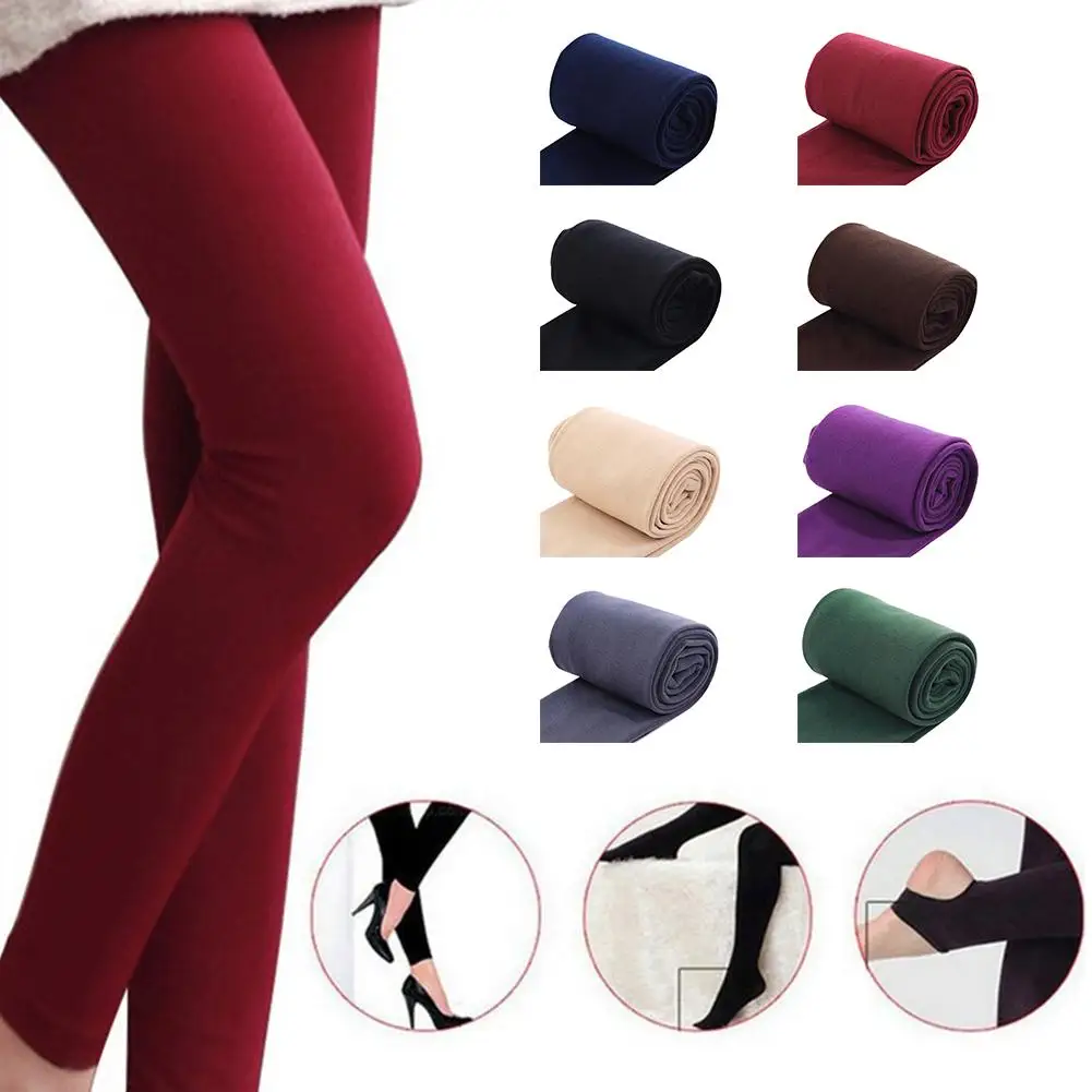 50% HOT SALES!!! Women Autumn Solid Color Stretchy Fleece Warm Cropped Stirrup Pantyhose Leggings