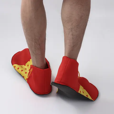 जोकर के जूते कॉमेडी पोशाक कार्निवल इंद्रधनुष पोल्का डॉट्स प्रिंट लेस-अप बड़े जूते हैलोवीन वयस्क महिला पुरुष सैंडल सर्कस प्रॉप्स 8 best sales जोकर के जूते - №6