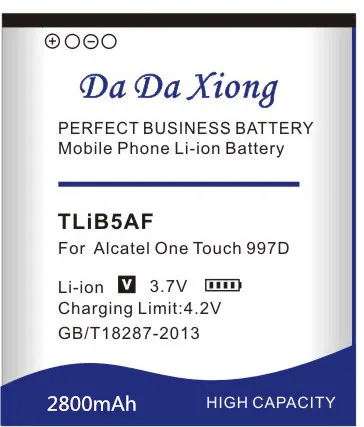 DaDaXiong 2800mAh TLiB5AF Battery For Alcatel C5 OT5036 OT5036D OT-5036 OT-5036D TCL S800 S710 997D OT-997 OT997 5037 5037D