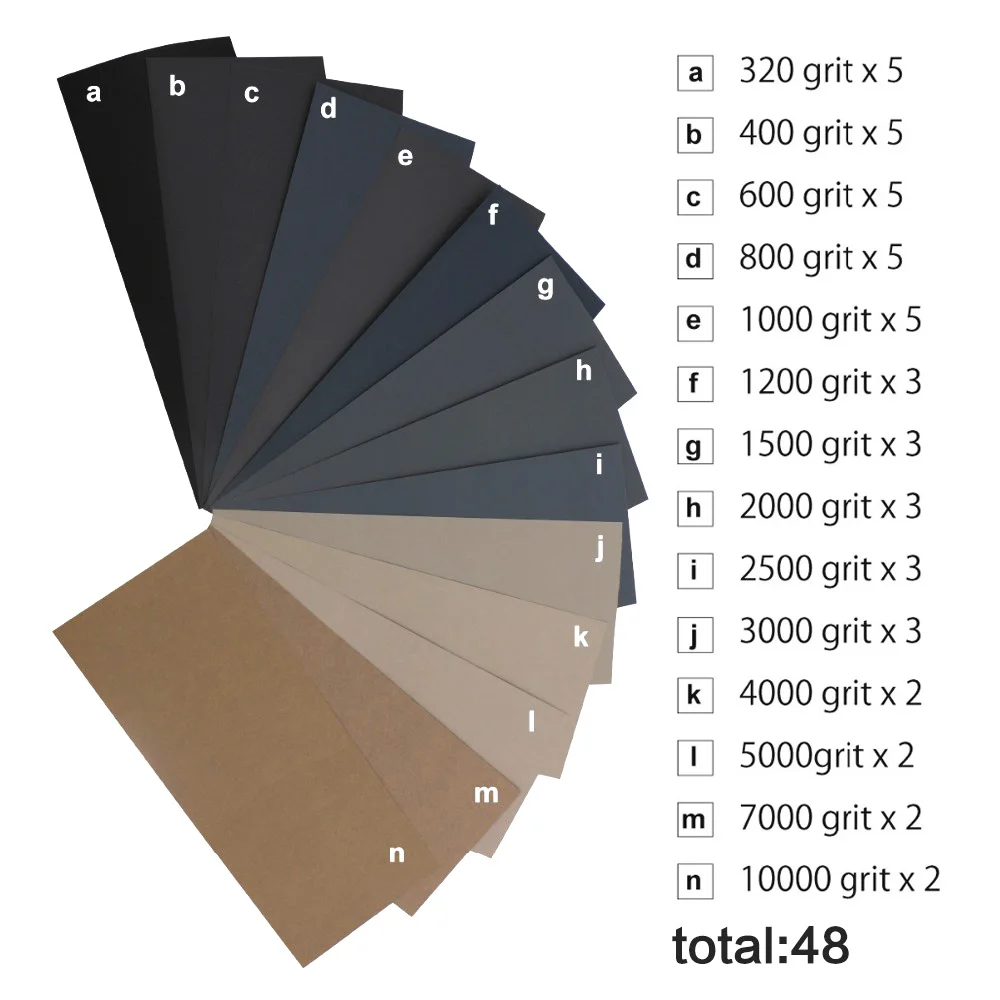 48 Chiếc 9 "X 3.6" Khô Ướt Giấy Nhám 320 Đến 10000 Các Loại Xay Cho Nội Thất Gỗ Hoàn Thiện, kim Loại Chà Nhám Và Bóng Ô Tô