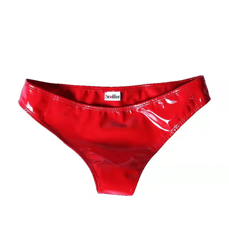 Women Glossy Low Waist Leather Shorts For Sex Erotic Sexy Bottom Fetish Sheath Underwear Wetlook Shiny Latex Mini Hot Pants Sexi