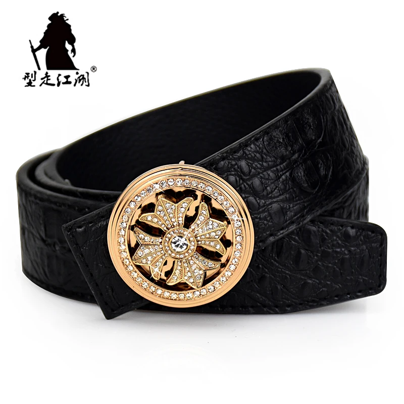 Men's belt luxury brand high quality gold belt Crocodile pattern designer Punk style fashion Jeans black waistband belt for men