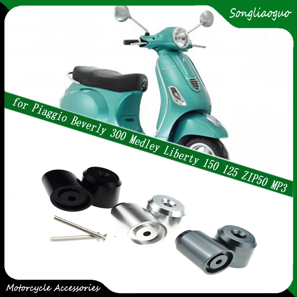 For Piaggio Beverly 300 Medley Liberty 150 125 ZIP50 MP3 Motorcycle CNC Aluminum Handlebar Bar Ends Grips Plug Balance Slider