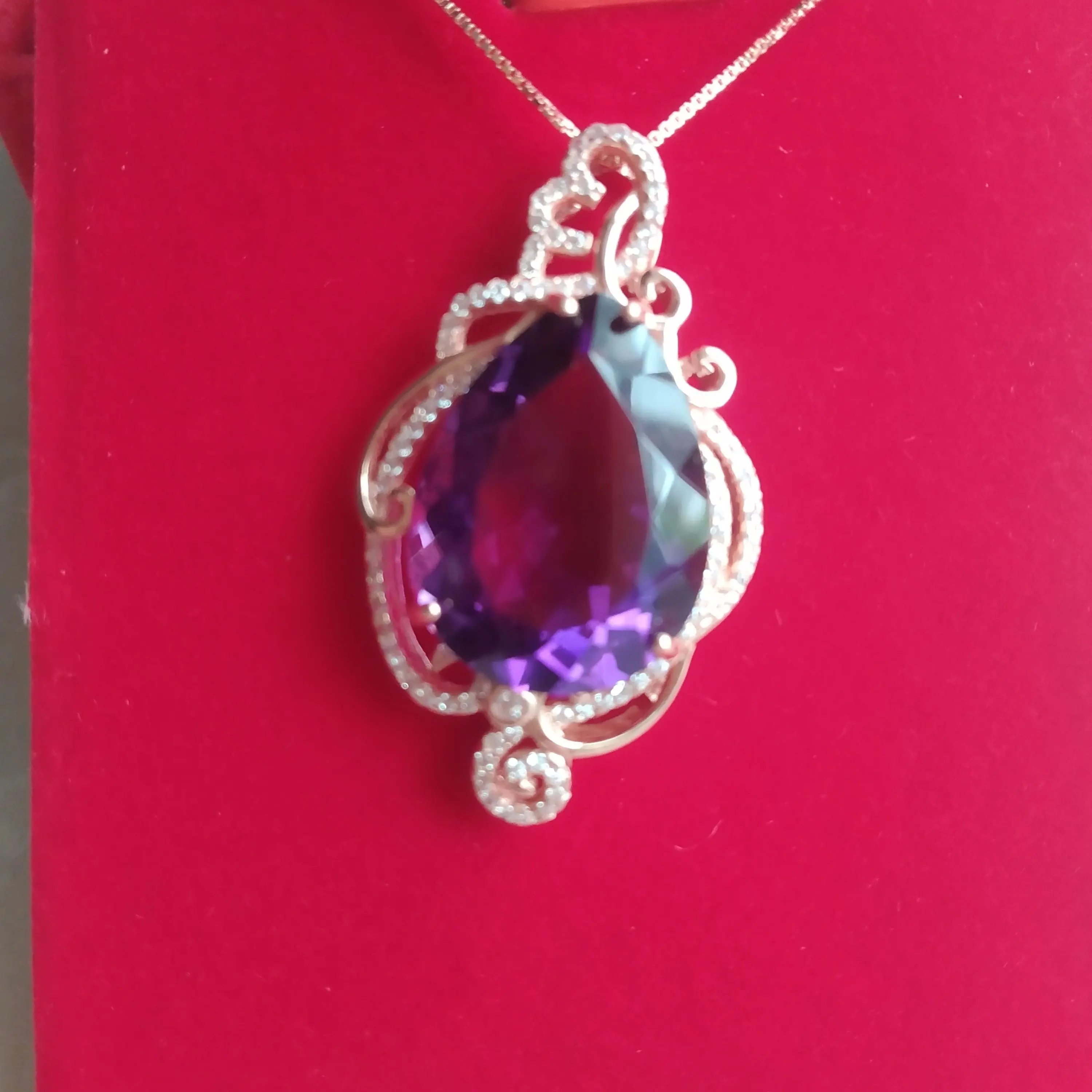 KJJEAXCMY boutique jewelry,Natural amethyst female pendant 925 silver inlaid necklace