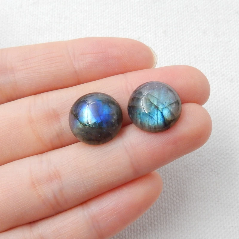 14mm/12mm/10mm Natural Labradorite Dome Flatback Round Cabochon DIY Jewelry Random Selection Of Brightnes Loose Bead