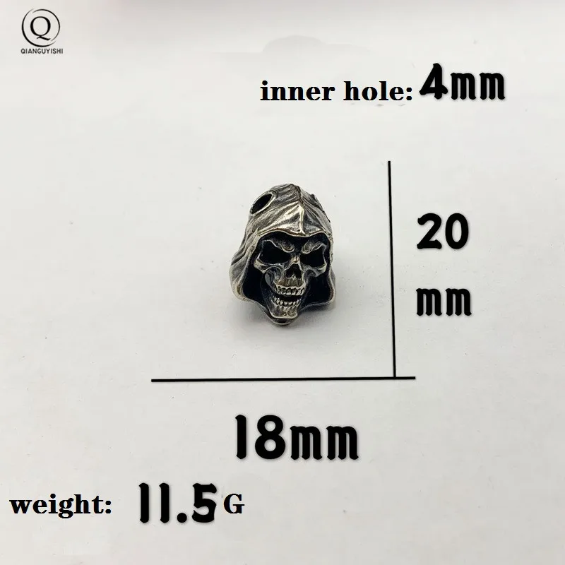 Brass Grim Reaper Skull Handmade Knife Lanyard Bead Pendant Umbrella Rope Hanging Jewelry Outdoor EDC Tool DIY Keyring Accessory