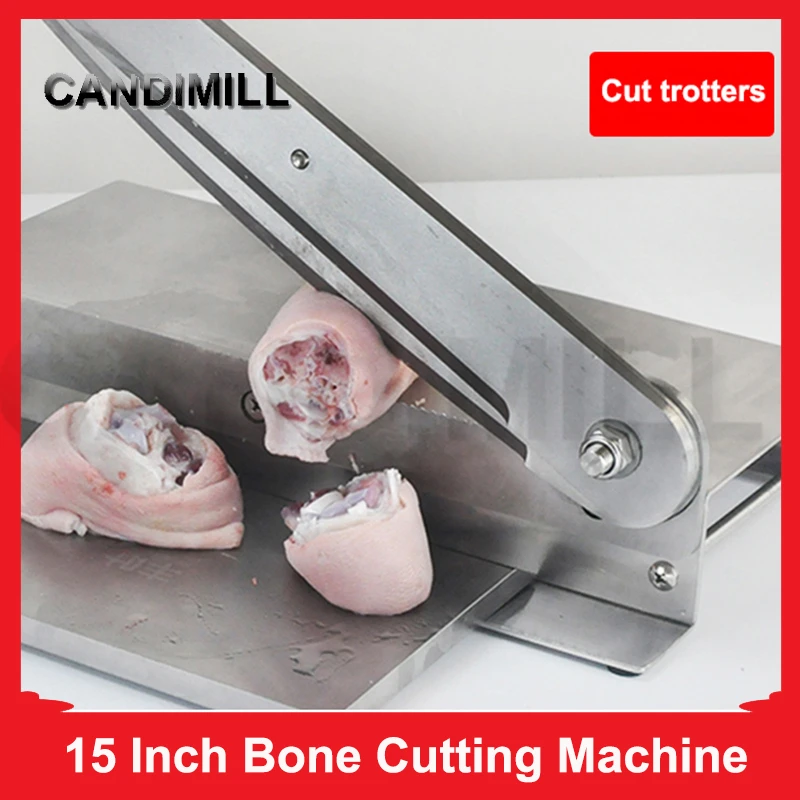 CANDIMILL 15 Inch Bone Cutting Machine Trotters Lamb Chops Pig Ribs Bone Cutter Stainless Steel Meat Slicer