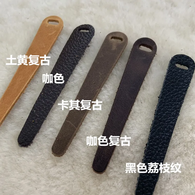 2pcs slider leather handle zipper accessories,Genuine zipper lock head layer leather diy