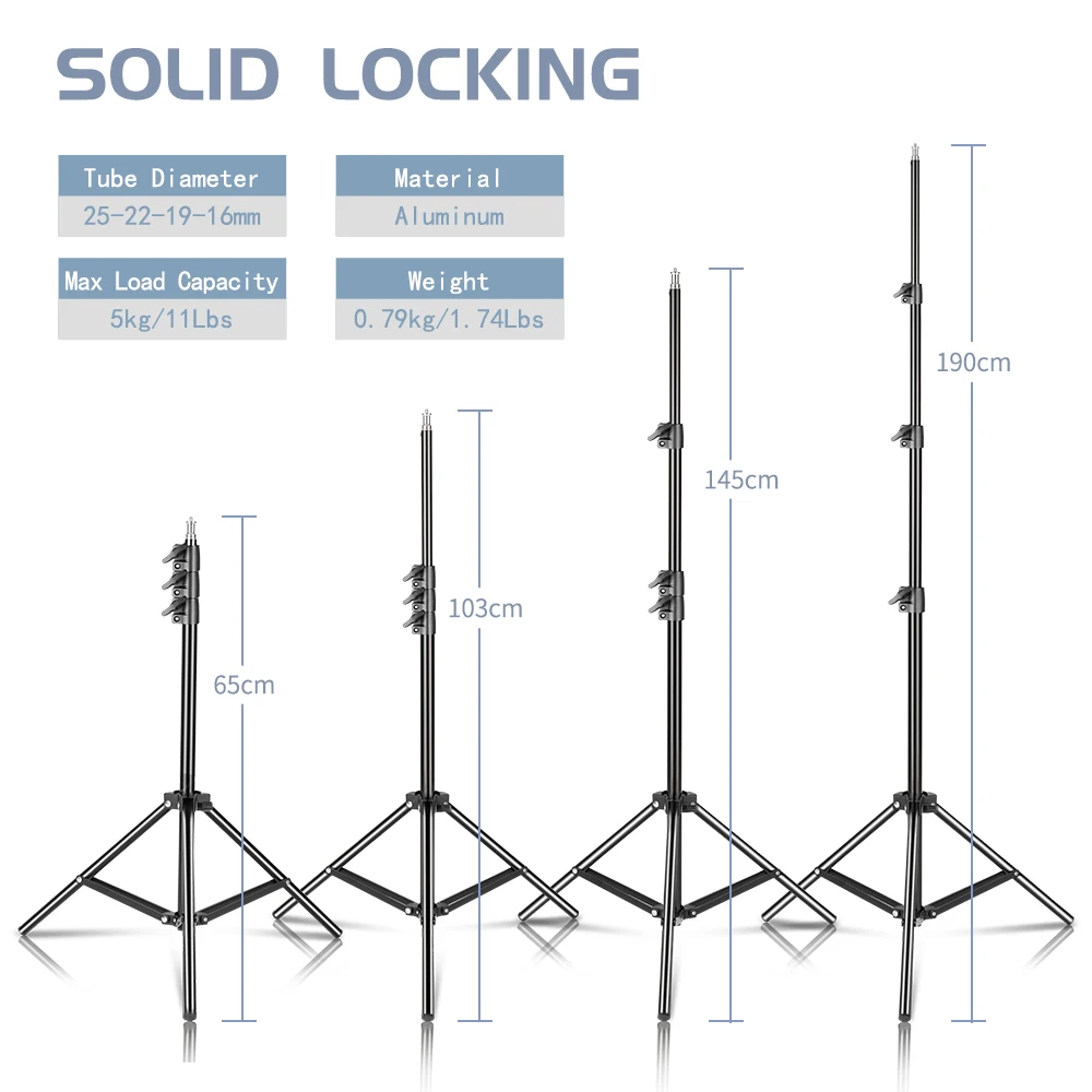 37/68/100/150/190cm Photography Studio Adjustable Light Stand Portable Tripod Stand With 1/4 Screw Head For Flash Photo Studio