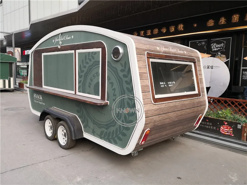 Retro Vintage Food Trailer Mobile Street Food Cart 4 Wheels Hot Dog Outdoor Food Kiosk Kitchen Trailer for Sale