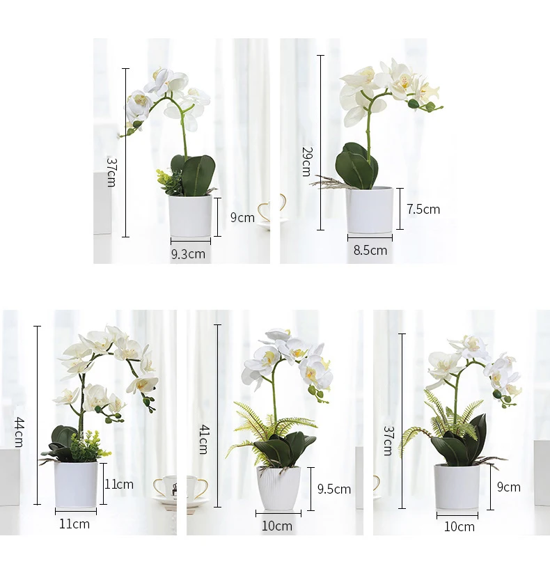 High Grade Schmetterling Orchideen Blume Anordnung Latex Silizium Echten Touch Folwers Bonsai OfficeTable Home Hotel Decor mit Vase